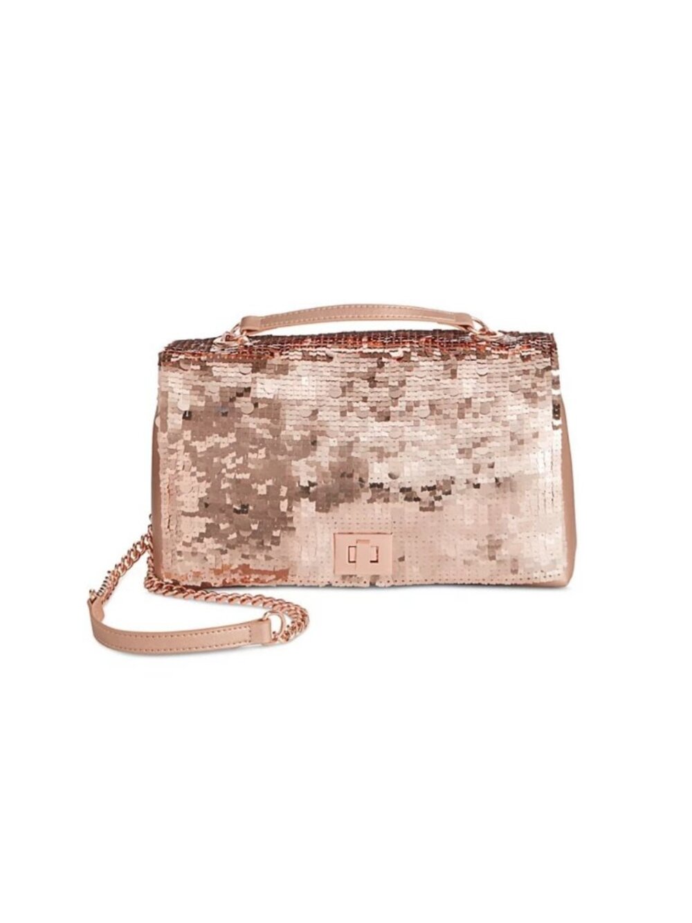 INC Ajae soft sequin convertible crossbody shoulder bag in Rose Gold NEW!